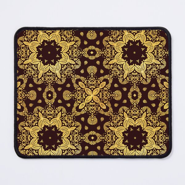 Item preview, golden flowers on the brown background designed and sold by MandalaFlowerArt.