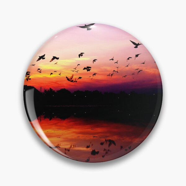 Item preview, WATERSCAPES #27 - Flock of Birds Reflected on Sunset Lake designed and sold by DEL-Productions.