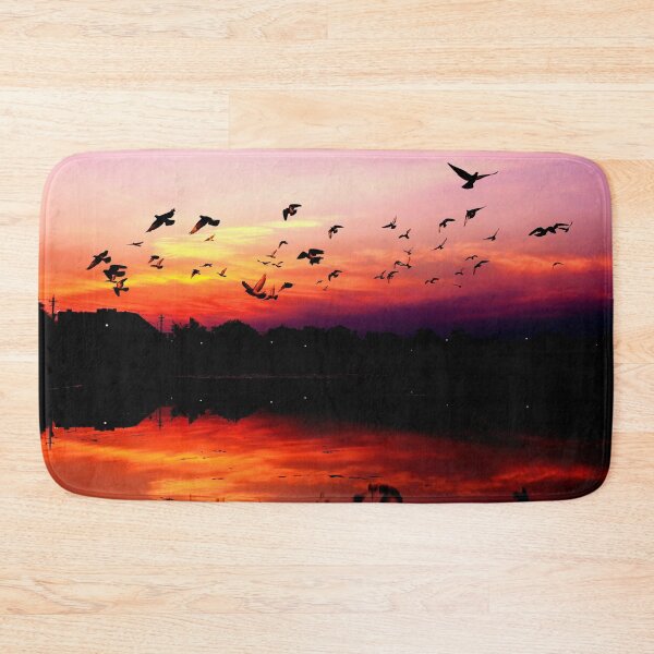Item preview, WATERSCAPES #27 - Flock of Birds Reflected on Sunset Lake designed and sold by DEL-Productions.