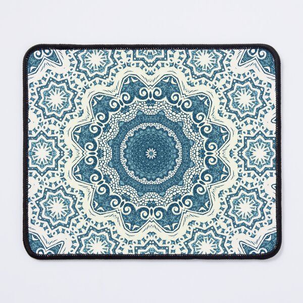 Item preview, Creamy and blue mandala pattern designed and sold by MandalaFlowerArt.