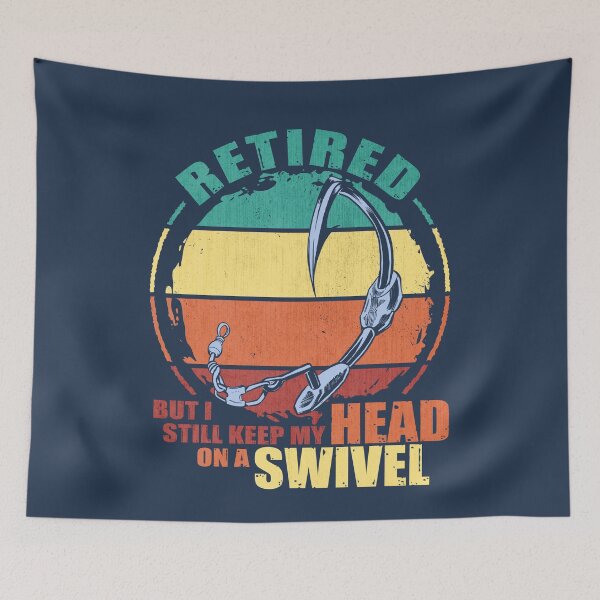 Item preview, Vintage 2022 Grunge Retired and Fishing Humor, Retired But I Still Keep My Head On a Swivel Fisherman Retirement Graphic designed and sold by Ransyn Art.