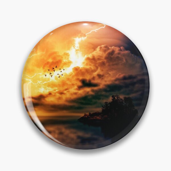Item preview, WATERSCAPES #29 - Lightning Bolts Reflected on Sea Near Remote Island designed and sold by DEL-Productions.