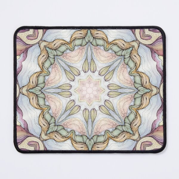 Item preview, purple flowers hand drawn and kaleidoscope mandala designed and sold by MandalaFlowerArt.