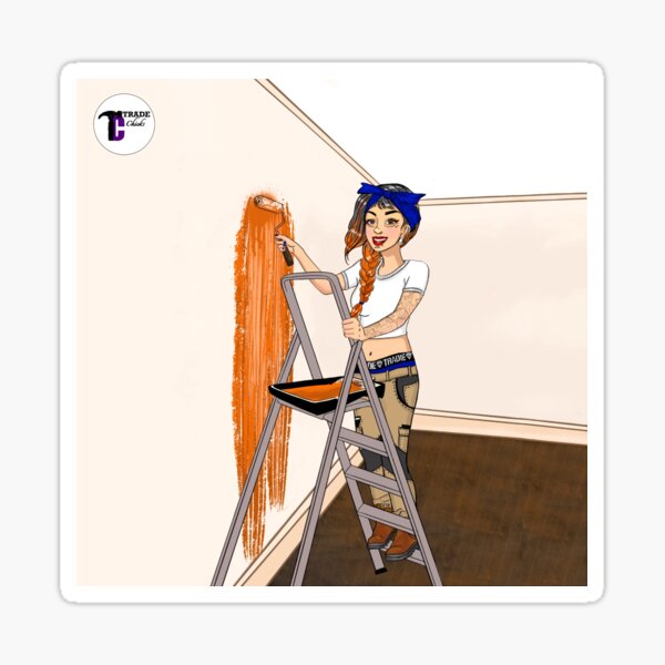 Paint lady just rolling away Sticker