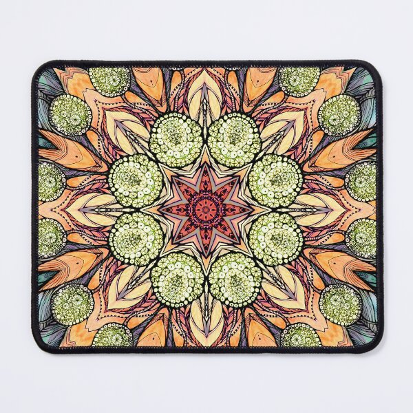 Item preview, abstract red star hand drawn and  kaleidoscope mandala designed and sold by MandalaFlowerArt.