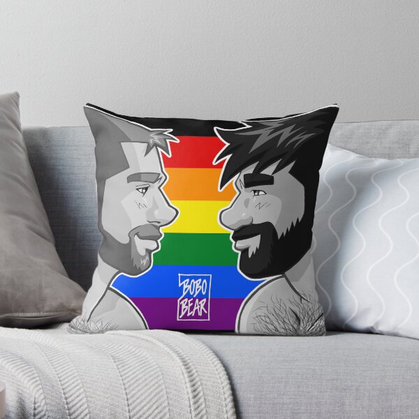 ADAM + BEN - GAYPRIDE - BLACK/WHITE Throw Pillow