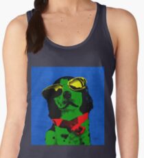 FUNNY DOG Green Blue Women's Tank Top