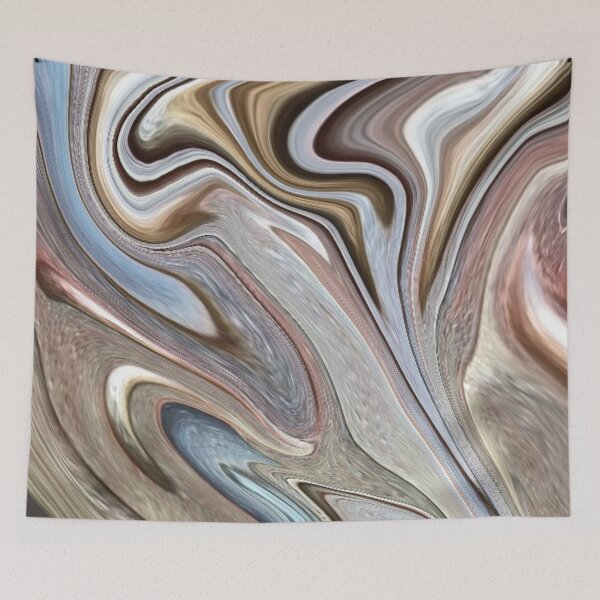 Item preview, 1980s Abstract neutral brown tan marble swirls mid century modern designed and sold by LEILA ART SPACE.