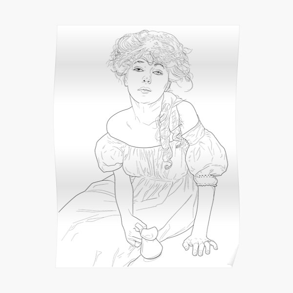 Gibson Girl Coloring Book Page Canvas Print for Sale by