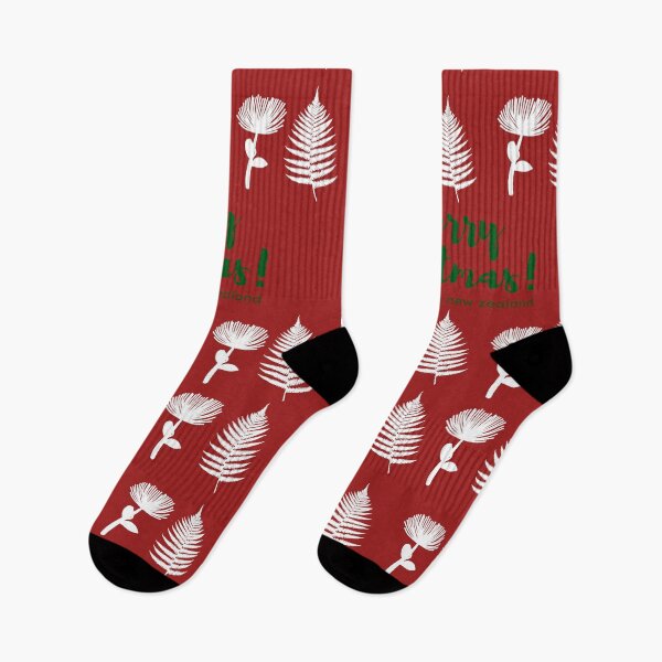Item preview, Merry Christmas from Aotearoa New Zealand, Pohutukawa Flower Fern Pattern designed and sold by CreateShape.