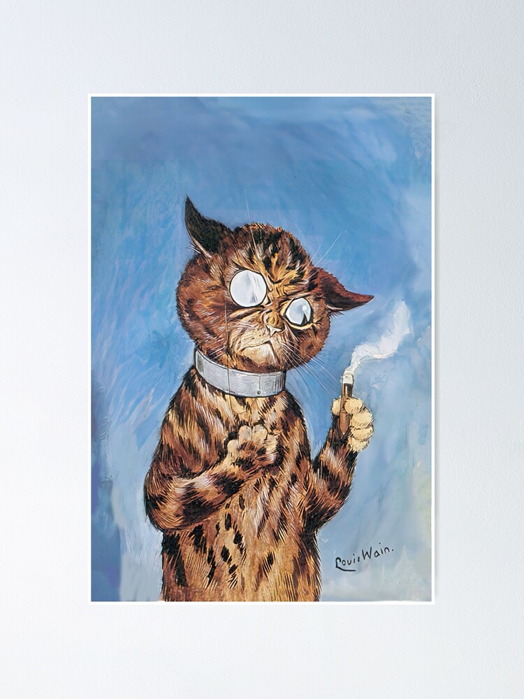 Cigar Cat Cat With Cigar By Louis Wain Cat Smoking A Cigar Louis   Fposter,small,wall Texture,product,750x1000 