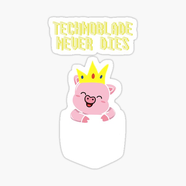 Technoblade Never Dies Crowned Pig Neon White Digital 