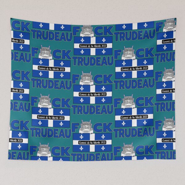 Item preview, QUÉBEC FLAG - F-CK TRUDEAU SAVE CANADA FREEDOM CONVOY 2022 TRUCKERS QUÉBEC designed and sold by UriGomezArt.