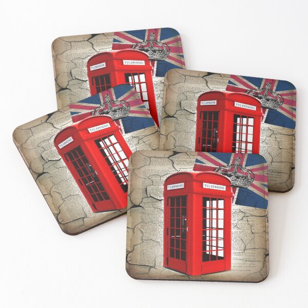 Item preview, 1980s rustic dark academia union jack retro london telephone booth designed and sold by LEILA ART SPACE.