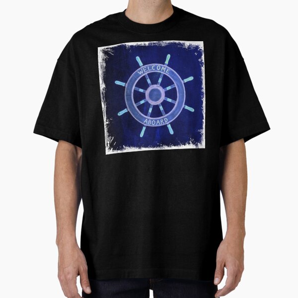 Item preview, chic rustic beach fashion navy blue Ship Wheel nautical designed and sold by LEILA ART SPACE.