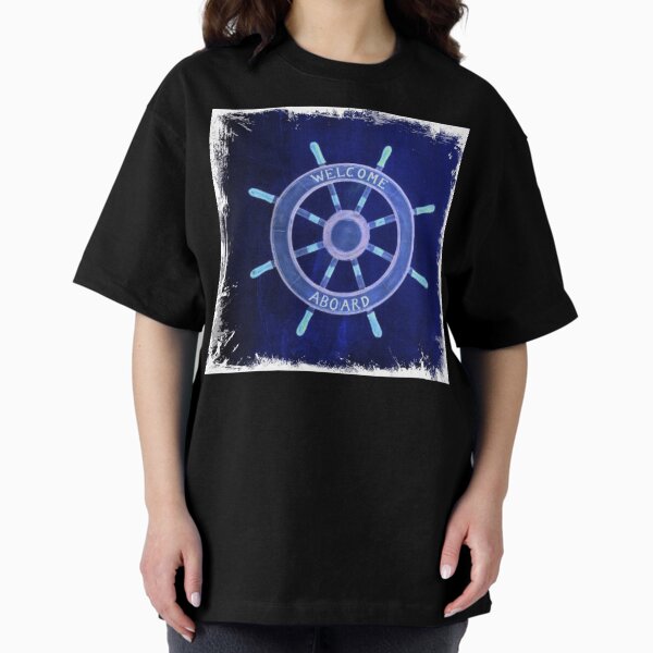 Item preview, chic rustic beach fashion navy blue Ship Wheel nautical designed and sold by LEILA ART SPACE.