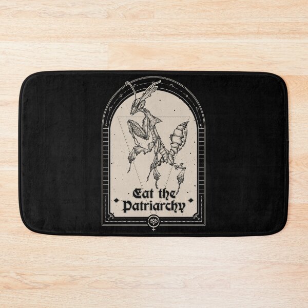 Item preview, Occult Eat the Patriarchy Punk Ghost Mantis feminist ink illustration  designed and sold by RedFinchDesigns.