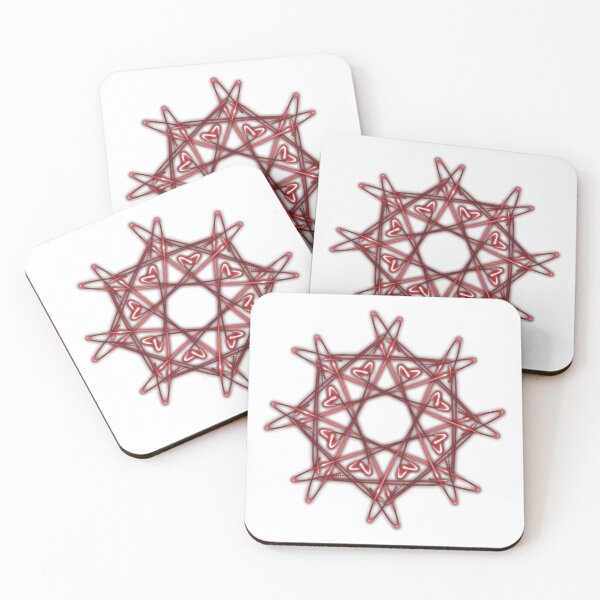 Item preview, Eight pointed star with red hearts, abstract art designed and sold by Meo Design.