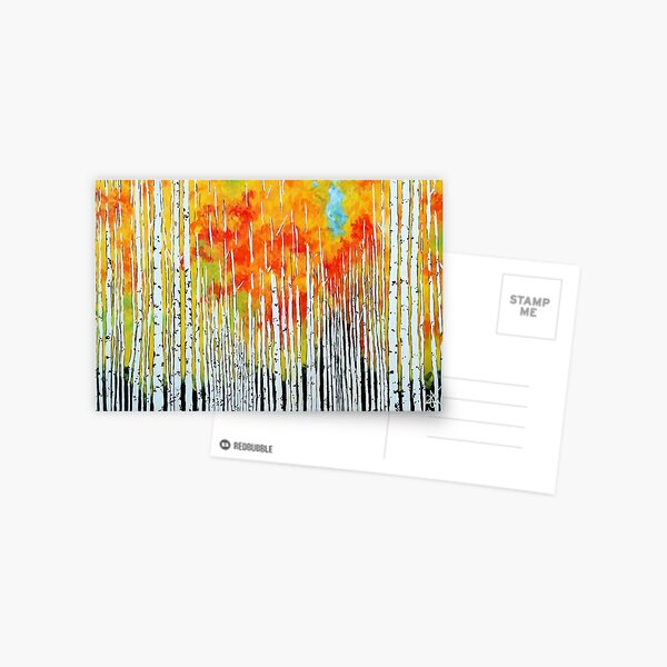 Autumn Aspen Trees Quaking Colorado Colorful Forest Rocky Mountains Montana Idaho Utah Wyoming Washington Oregon Fall Tree Trees Jackie Carpenter Art Postcard