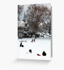 Hilly Fields Crescent in the snow Greeting Card