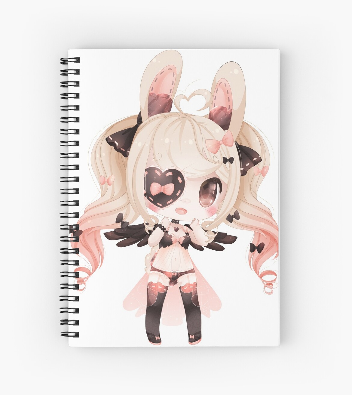 Pretty In Pink Chibi Bunny Spiral Notebook By Cynical Pancake