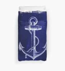 Rustic beach sailor fashion Navy blue anchor nautical Duvet Cover