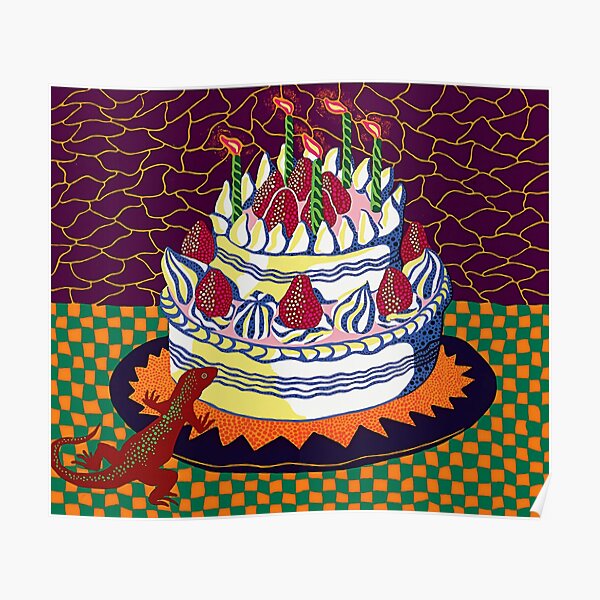 "Yayoi Kusama Lizard Birthday Cake" Poster for Sale by FranciscoBoo