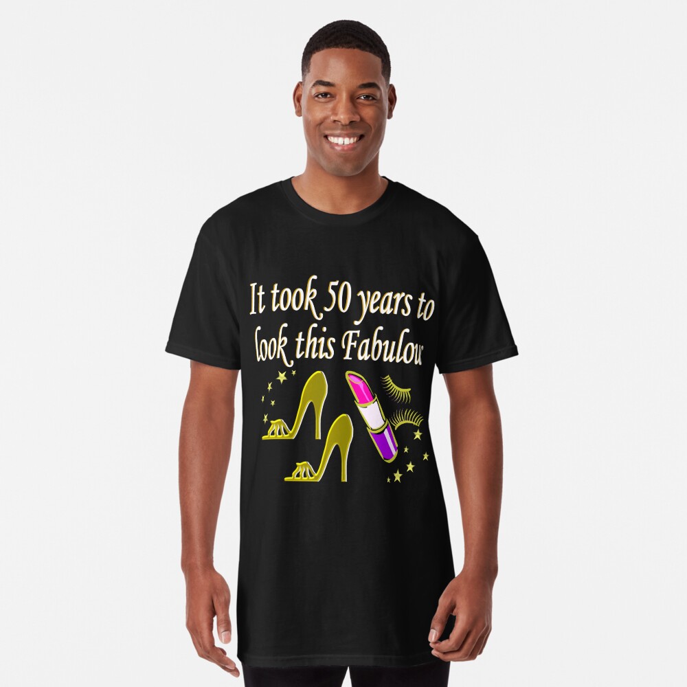 Glitzy Gold Fabulous 50th Birthday Design T Shirt By Jlporiginals