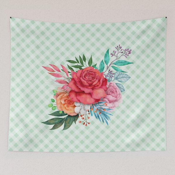 Item preview, Pretty vintage rose bouquet and gingham, cottagecore aesthetic collection 1 of 3 designed and sold by Orianah.