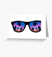 sunset palm trees sunglasses Greeting Card