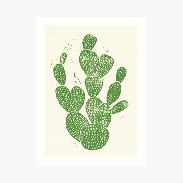 Linocut Cacti #1 Art Print