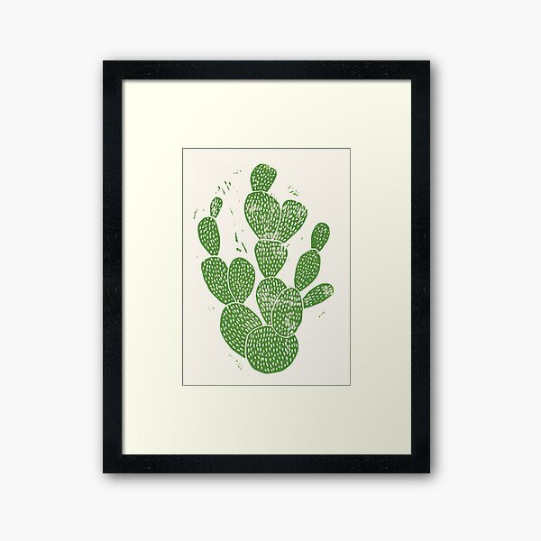Linocut Cacti #1 Framed Art Print