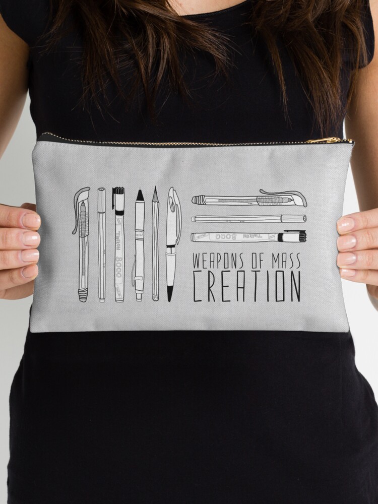 Thumbnail 3 of 4, Zipper Pouch, Weapons Of Mass Creation (on grey) designed and sold by BiancaGreen.