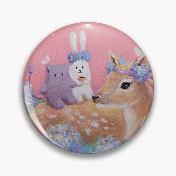 Item preview, Oil Painting artwork with cute fluffy, little white bunny and baby deer. Tea time party designed and sold by Olya Yatsenko.