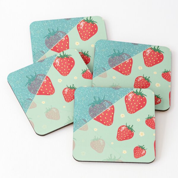 Item preview, lime green glitter strawberry summer pattern designed and sold by Beeroclock.
