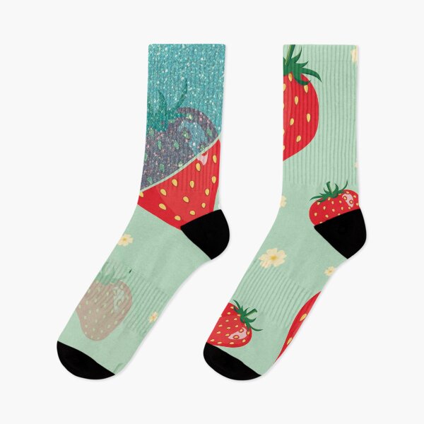 Item preview, lime green glitter strawberry summer pattern designed and sold by Beeroclock.