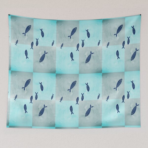 Item preview, watercolor blue surrounded fish  designed and sold by APURU.