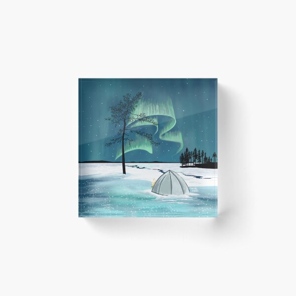 Northern Lights Pitch in Lapland Acrylic Block