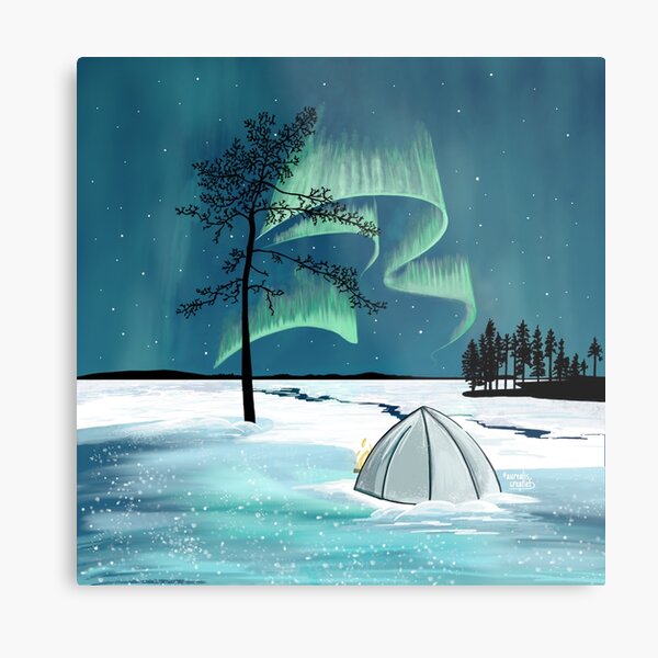 Northern Lights Pitch in Lapland Metal Print