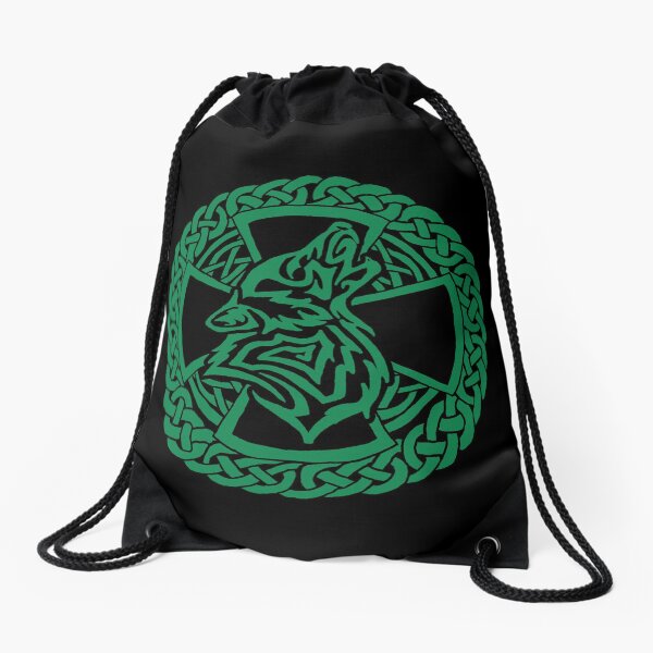 Celtic Wolf Drawstring Bag