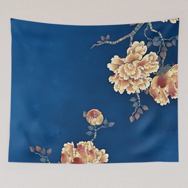 Item preview, Enhanced Japanese vintage watercolour art with blue background designed and sold by Corinne Alexa Jackson.