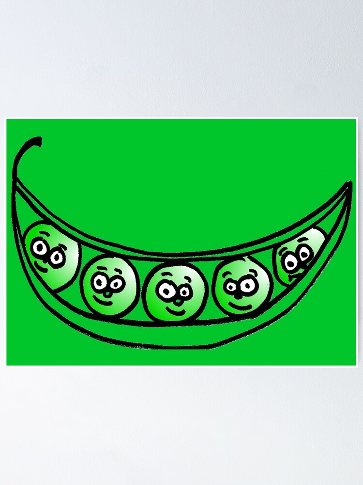 "Happy, Healthy Peas in a Pod Doodle" Poster by 1Redbublppasswo Redbubble
