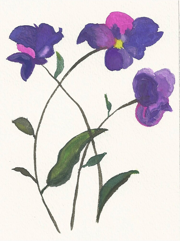 Purple Violets Watercolor Painting by irenebernhardt
