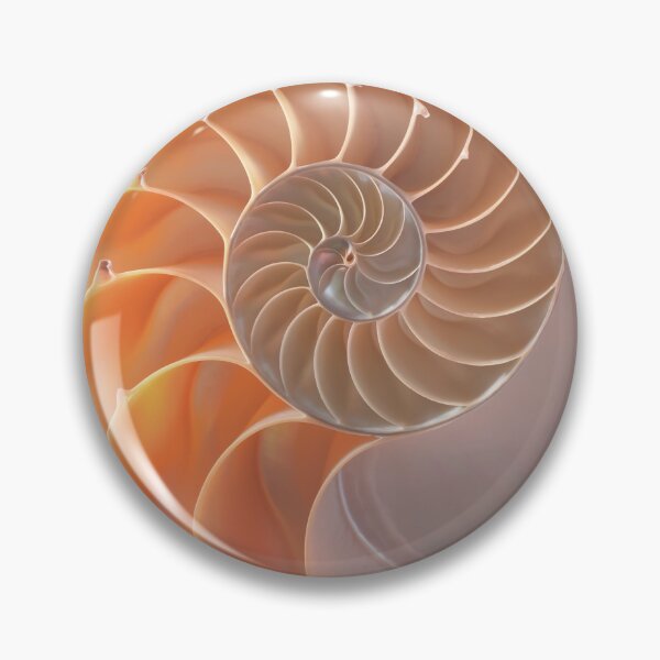 Item preview, Shell cross section fractal spiral in soft pastel cream and orange tones designed and sold by Orianah.