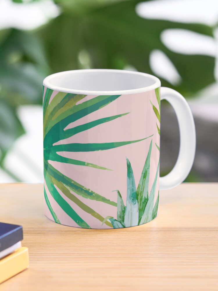 Coffee Mug, Hawaii | Vintage Tropical Botanical Jungle | Floral Watercolor Blush Pastel Pineapple Palm Painting designed and sold by 83oranges