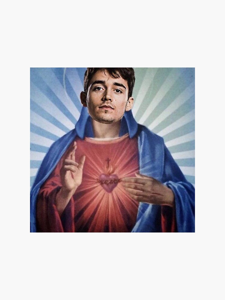 Pegatina «F1 Ferrari Charles Leclerc Jesús Meme» de muzartique Redbubble