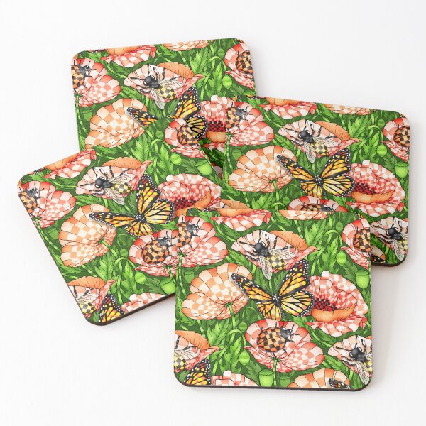 Item preview, Checkered Poppy Pollen Seekers - green designed and sold by Perrin Le Feuvre.