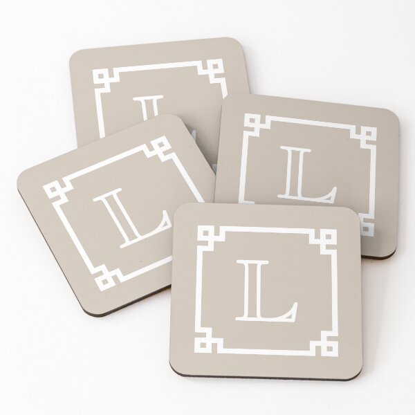 Item preview, White Monogram L In A White Greek Key Square designed and sold by rewstudio.