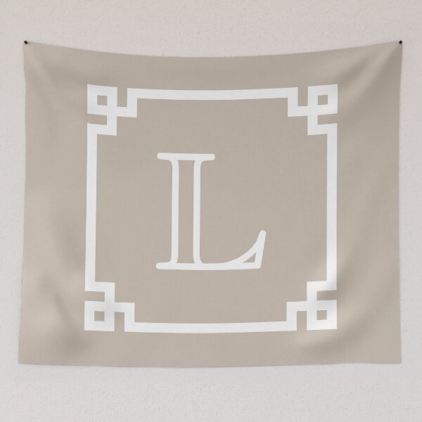 Item preview, White Monogram L In A White Greek Key Square designed and sold by rewstudio.