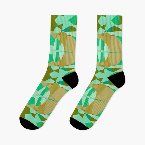 Item preview, Abstract Patchwork Shapes Angles Curves Triangles Green designed and sold by AraljanFusion.